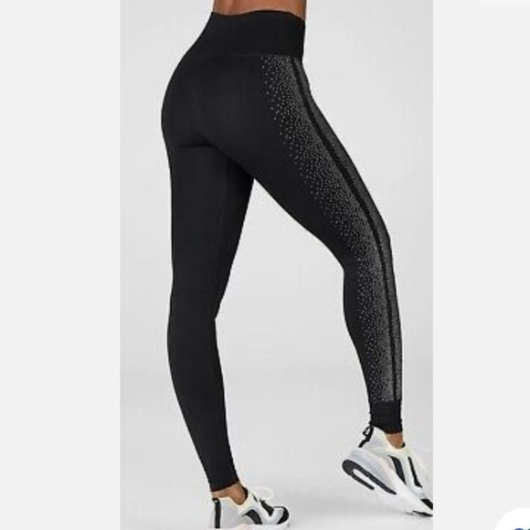 Fabletics High-Waisted Sculptknit Reflective Gym Black Leggings Womens XS - Picture 2 of 11